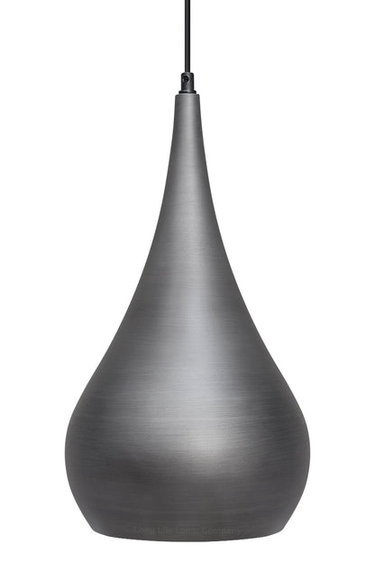 Modern Teardrop Ceiling Pendant Light Grey Pewter Lampshade Retro Brushed Metal - Energy Light Bulbs - Free delivery on all orders