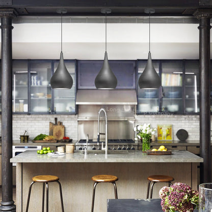 Modern Teardrop Ceiling Pendant Light Grey Pewter Lampshade Retro Brushed Metal - Energy Light Bulbs - Free delivery on all orders