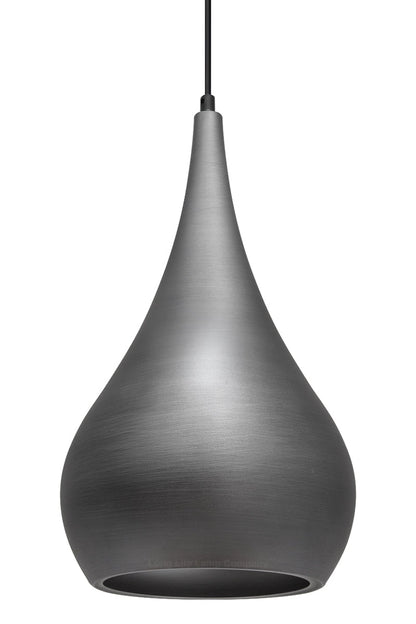 Modern Teardrop Ceiling Pendant Light Grey Pewter Lampshade Retro Brushed Metal - Energy Light Bulbs - Free delivery on all orders