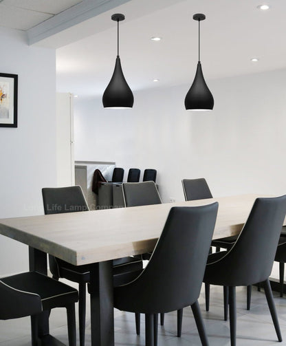 Modern Teardrop Pendant Ceiling Light Black Shade Contemporary Hanging Lamp - Energy Light Bulbs - Free delivery on all orders