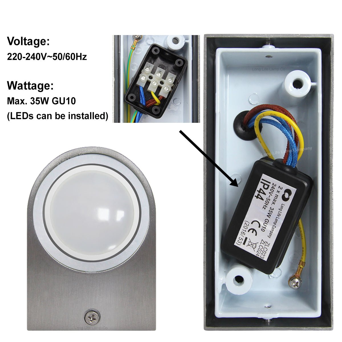 Modern Up Down Wall Light GU10 IP44 Outdoor Garden Wall Light - Energy Light Bulbs - Free delivery on all orders