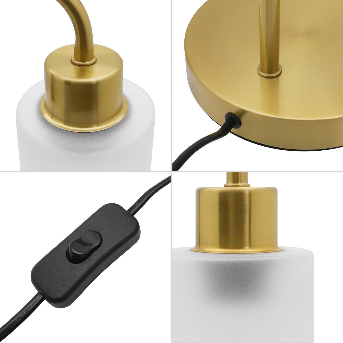Modern Vintage Antique Brass Table Lamp Frosted Glass Shade - Energy Light Bulbs - Free delivery on all orders