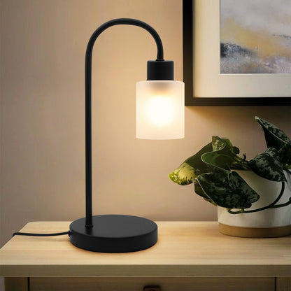 Modern Vintage Black Table Lamp Frosted Glass Shade - Energy Light Bulbs - Free delivery on all orders