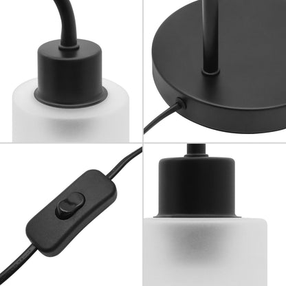 Modern Vintage Black Table Lamp Frosted Glass Shade - Energy Light Bulbs - Free delivery on all orders