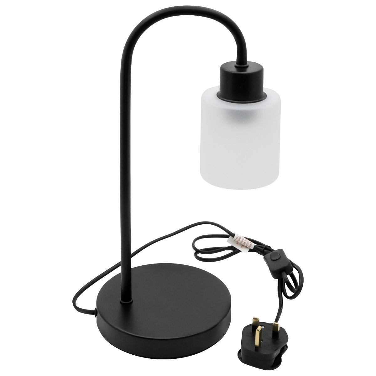 Modern Vintage Black Table Lamp Frosted Glass Shade - Energy Light Bulbs - Free delivery on all orders