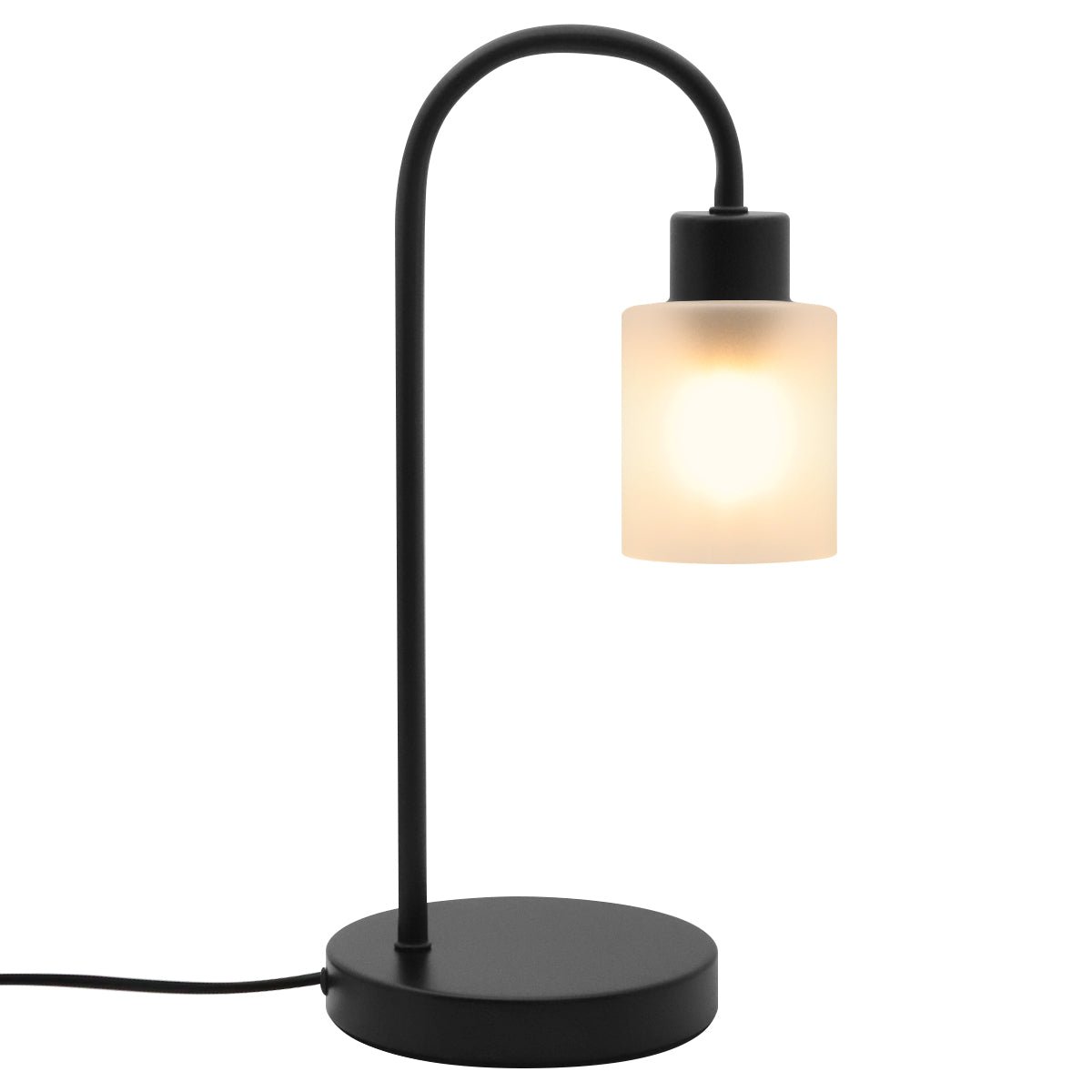Modern Vintage Black Table Lamp Frosted Glass Shade - Energy Light Bulbs - Free delivery on all orders