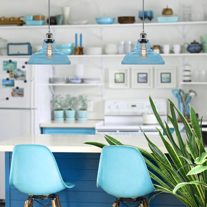 Modern Vintage Blue Glass Dome Ceiling Pendant Lamp M0235 - Energy Light Bulbs - Free delivery on all orders