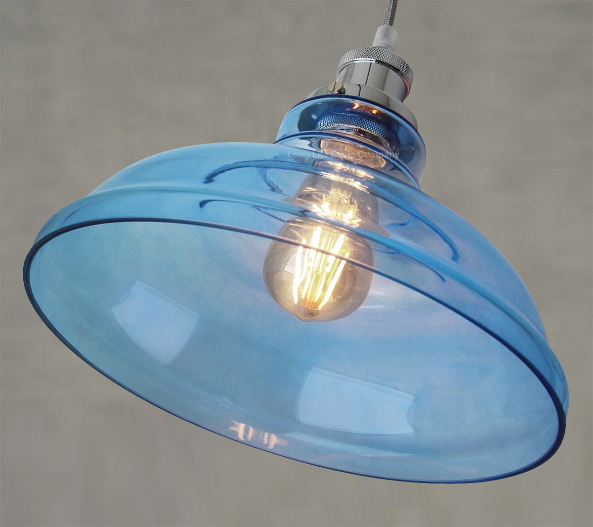 Modern Vintage Blue Glass Dome Ceiling Pendant Lamp M0235 - Energy Light Bulbs - Free delivery on all orders