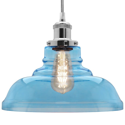 Modern Vintage Blue Glass Dome Ceiling Pendant Lamp M0235 - Energy Light Bulbs - Free delivery on all orders