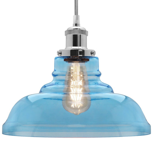 Modern Vintage Blue Glass Dome Ceiling Pendant Lamp M0235 - Energy Light Bulbs - Free delivery on all orders