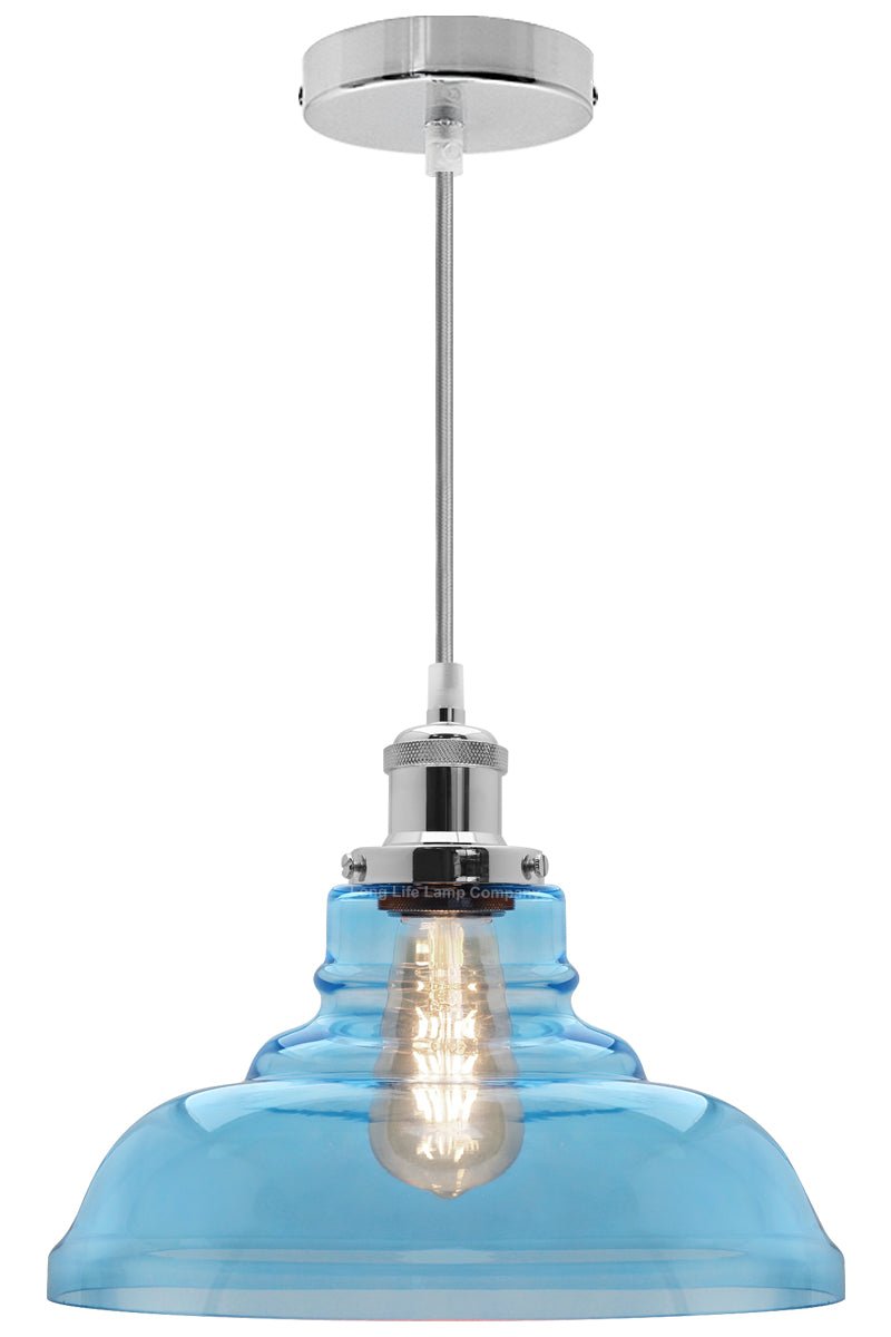 Modern Vintage Blue Glass Dome Ceiling Pendant Lamp M0235 - Energy Light Bulbs - Free delivery on all orders