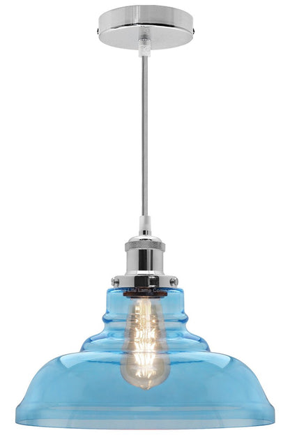 Modern Vintage Blue Glass Dome Ceiling Pendant Lamp M0235 - Energy Light Bulbs - Free delivery on all orders