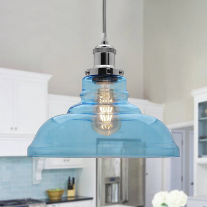 Modern Vintage Blue Glass Dome Ceiling Pendant Lamp M0235 - Energy Light Bulbs - Free delivery on all orders