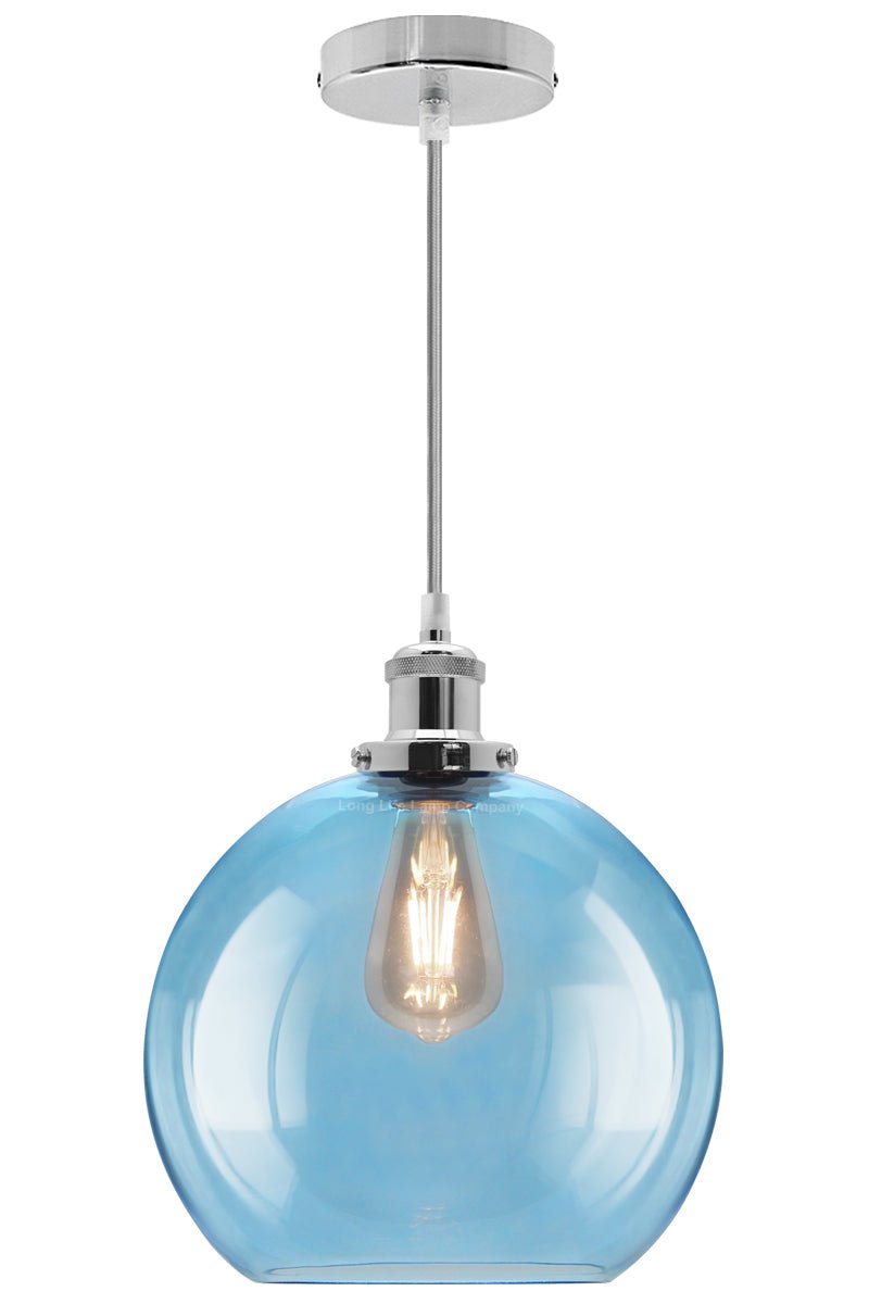 Modern Vintage Blue Glass Globe Ceiling Pendant Lamp M0236 - Energy Light Bulbs - Free delivery on all orders