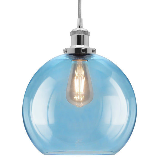 Modern Vintage Blue Glass Globe Ceiling Pendant Lamp M0236 - Energy Light Bulbs - Free delivery on all orders