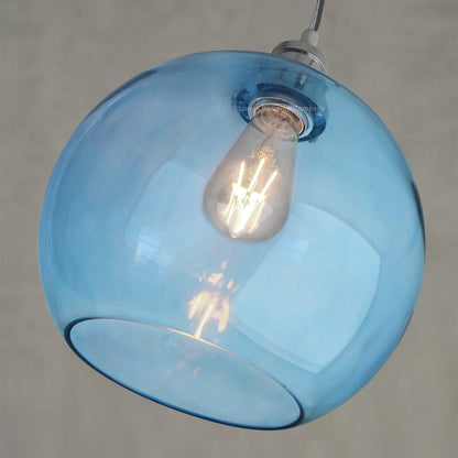 Modern Vintage Blue Glass Globe Ceiling Pendant Lamp M0236 - Energy Light Bulbs - Free delivery on all orders