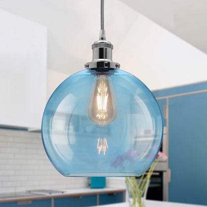 Modern Vintage Blue Glass Globe Ceiling Pendant Lamp M0236 - Energy Light Bulbs - Free delivery on all orders