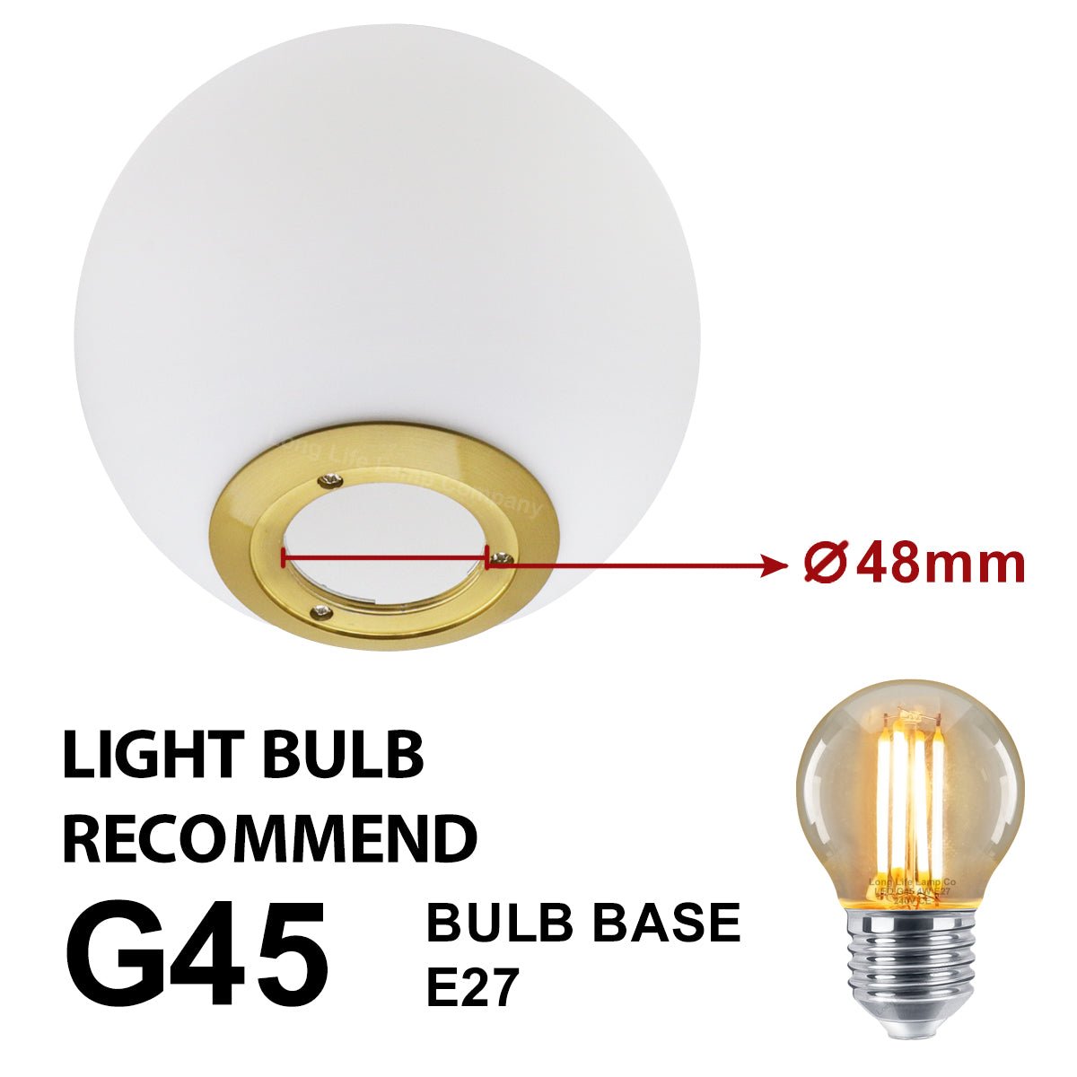 Modern Vintage Brass Table Lamp Frosted Globe Glass Shade - Energy Light Bulbs - Free delivery on all orders