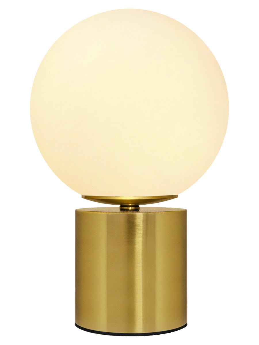 Modern Vintage Brass Table Lamp Frosted Globe Glass Shade - Energy Light Bulbs - Free delivery on all orders