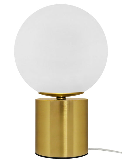 Modern Vintage Brass Table Lamp Frosted Globe Glass Shade - Energy Light Bulbs - Free delivery on all orders