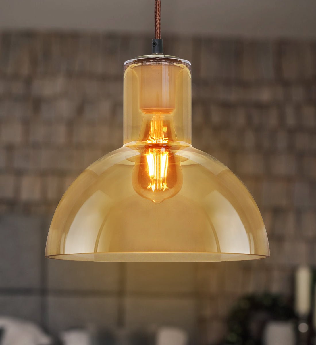 Modern Vintage Ceiling Gold Glass Pendant Lamp - Energy Light Bulbs - Free delivery on all orders