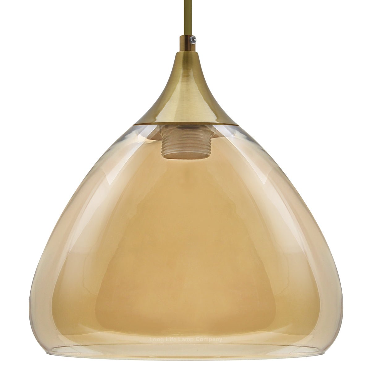 Modern Vintage Ceiling Hanging Brass Amber Glass Pendant Lamp Shade - Energy Light Bulbs - Free delivery on all orders