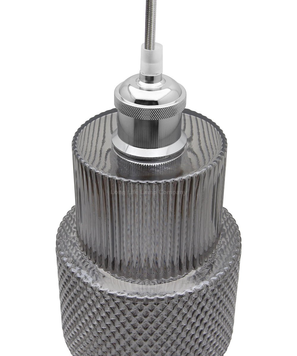 Modern Vintage Ceiling Pendant Lamp Shade Smoked Grey Cylindrical Glass - Energy Light Bulbs - Free delivery on all orders