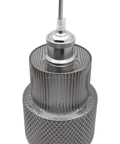 Modern Vintage Ceiling Pendant Lamp Shade Smoked Grey Cylindrical Glass - Energy Light Bulbs - Free delivery on all orders