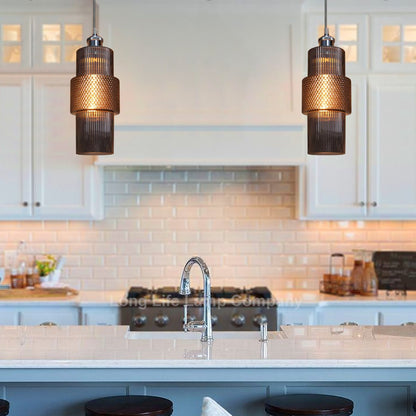 Modern Vintage Ceiling Pendant Lamp Shade Smoked Grey Cylindrical Glass - Energy Light Bulbs - Free delivery on all orders
