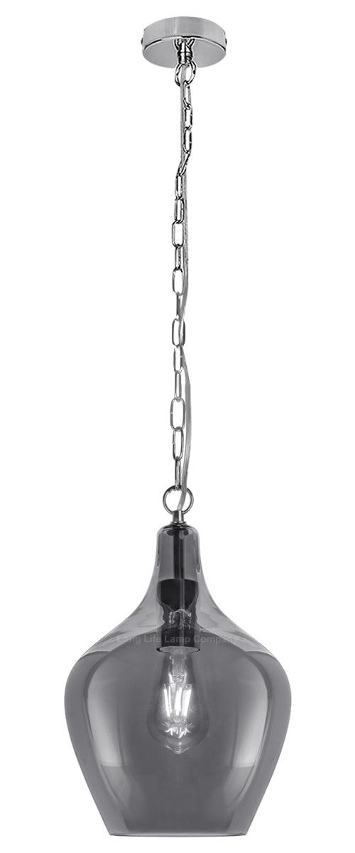 Modern Vintage Ceiling Smoked Grey Glass Pendant Lamp - Energy Light Bulbs - Free delivery on all orders