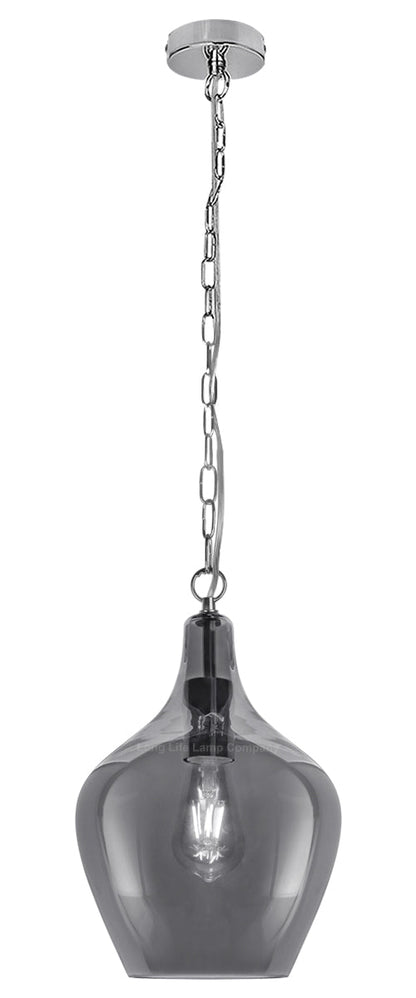 Modern Vintage Ceiling Smoked Grey Glass Pendant Lamp - Energy Light Bulbs - Free delivery on all orders