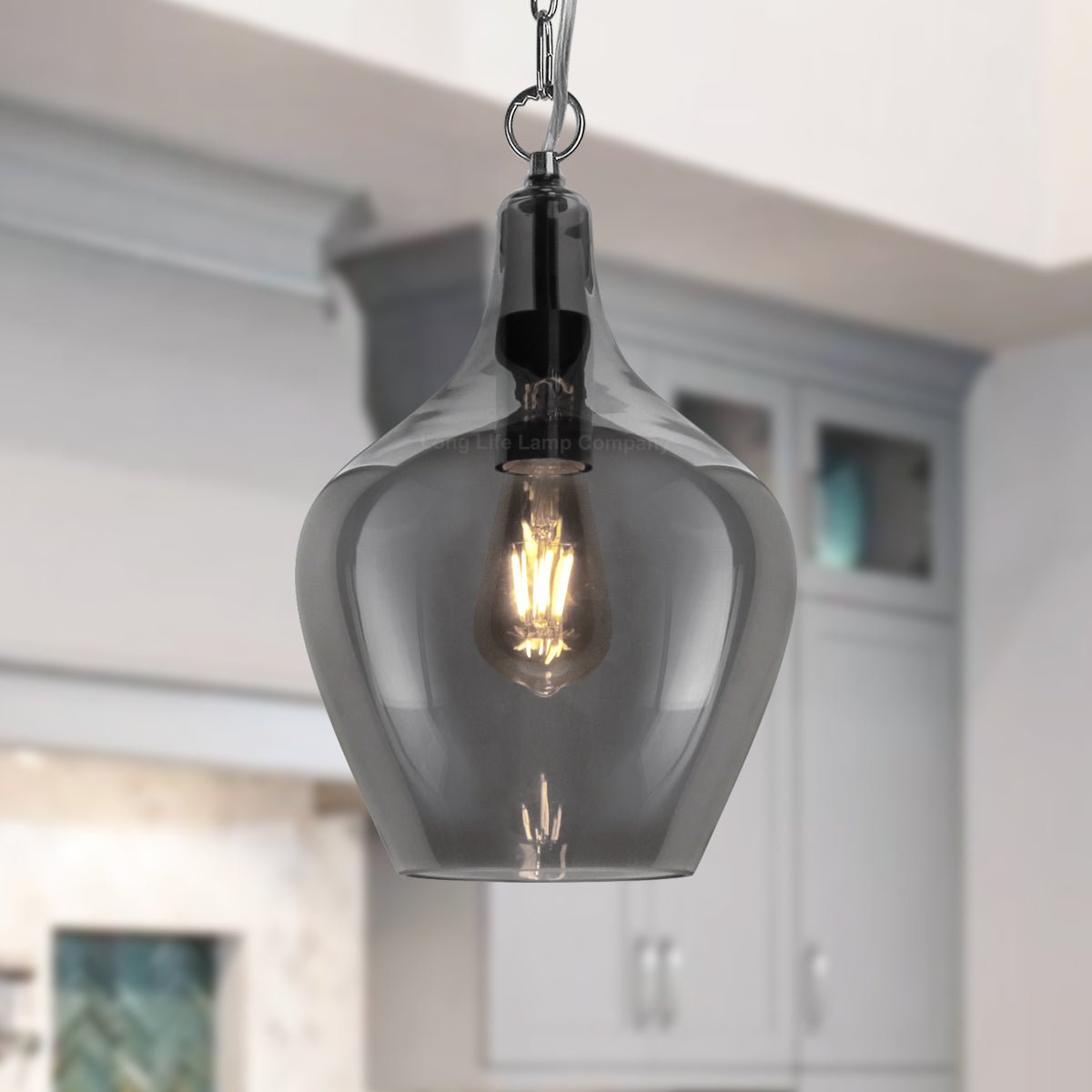 Modern Vintage Ceiling Smoked Grey Glass Pendant Lamp - Energy Light Bulbs - Free delivery on all orders