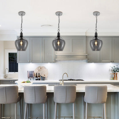 Modern Vintage Ceiling Smoked Grey Glass Pendant Lamp - Energy Light Bulbs - Free delivery on all orders
