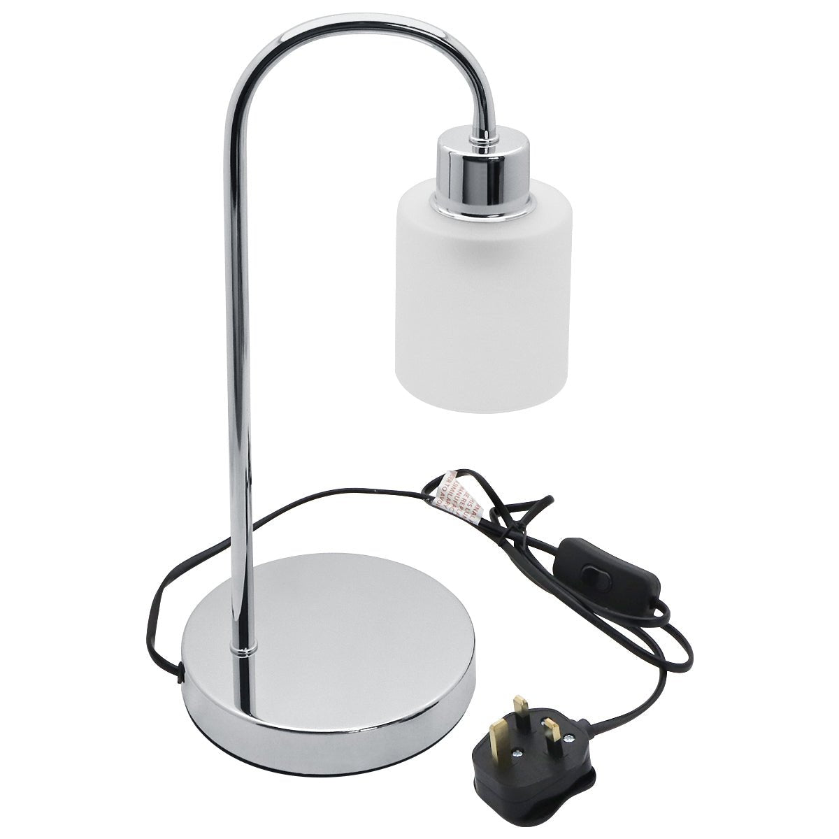Modern Vintage Chrome Table Lamp Frosted Glass Shade - Energy Light Bulbs - Free delivery on all orders
