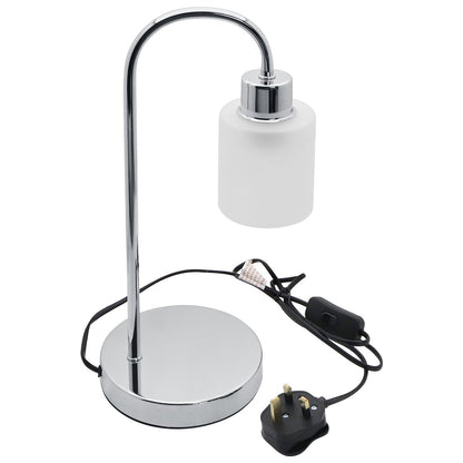 Modern Vintage Chrome Table Lamp Frosted Glass Shade - Energy Light Bulbs - Free delivery on all orders