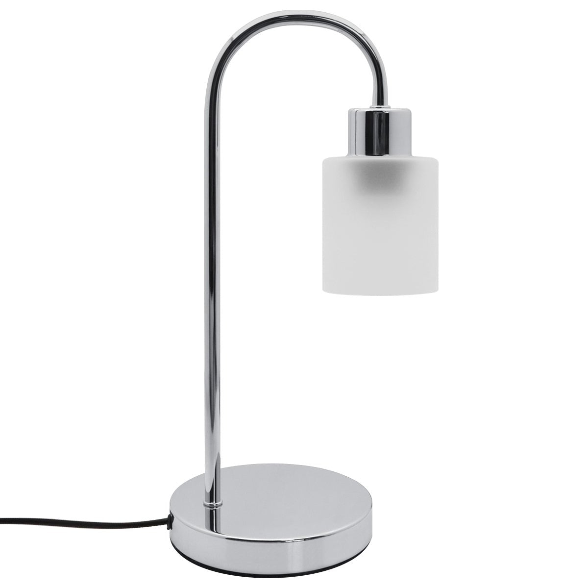 Modern Vintage Chrome Table Lamp Frosted Glass Shade - Energy Light Bulbs - Free delivery on all orders