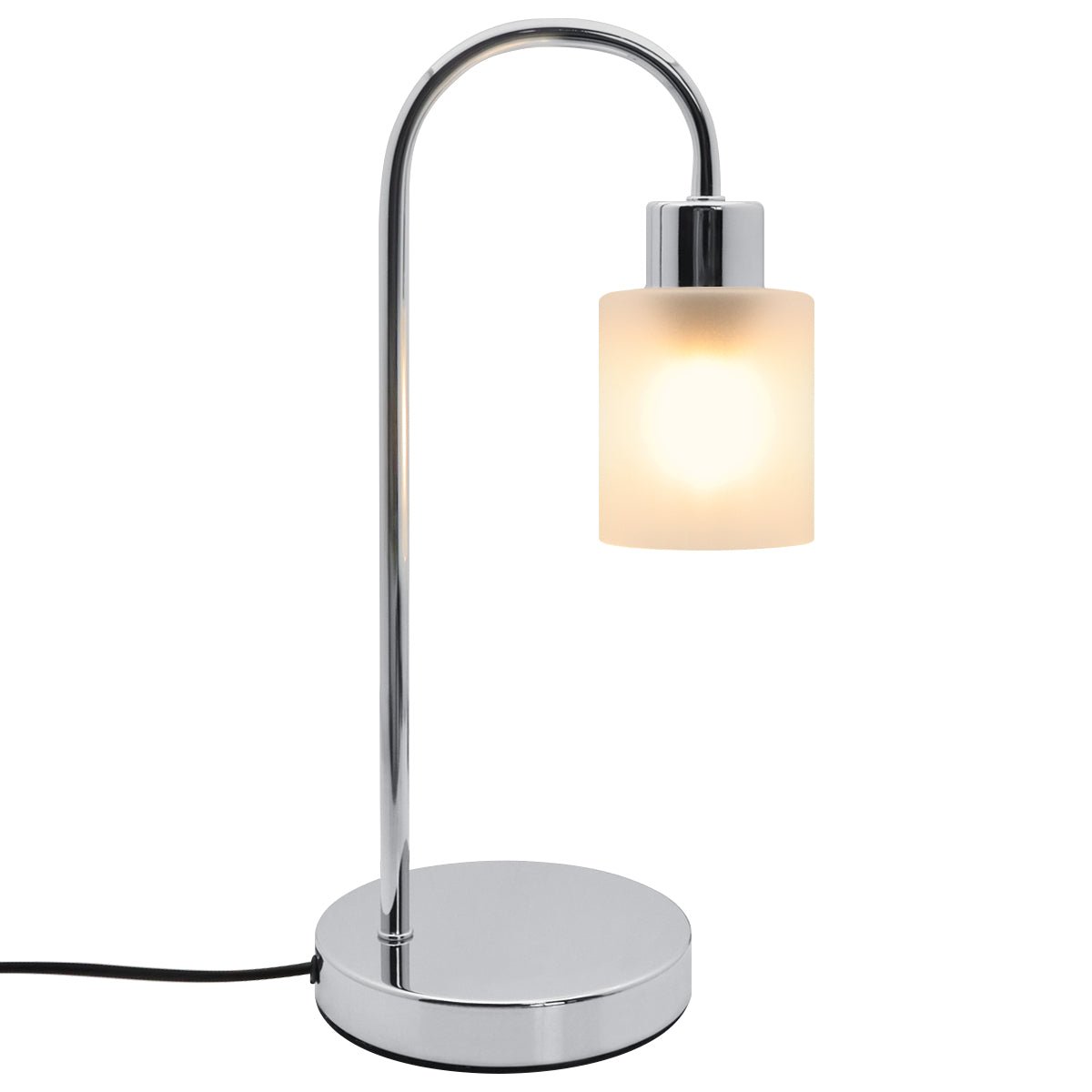 Modern Vintage Chrome Table Lamp Frosted Glass Shade - Energy Light Bulbs - Free delivery on all orders