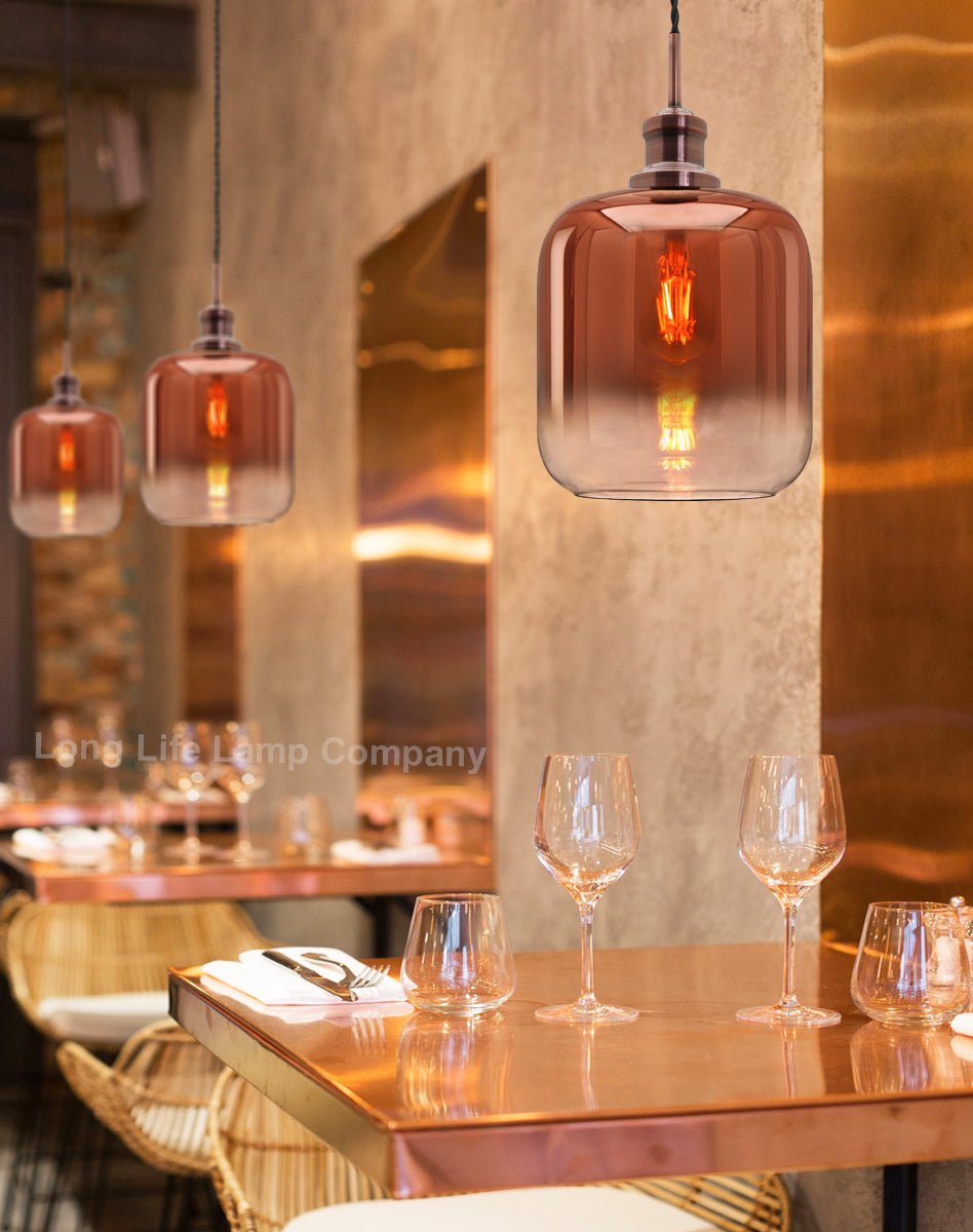 Modern Vintage Glass Copper Pendant Light - Energy Light Bulbs - Free delivery on all orders