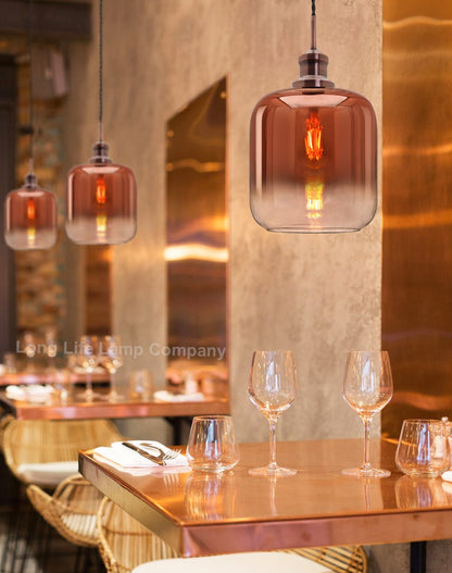 Modern Vintage Glass Copper Pendant Light - Energy Light Bulbs - Free delivery on all orders