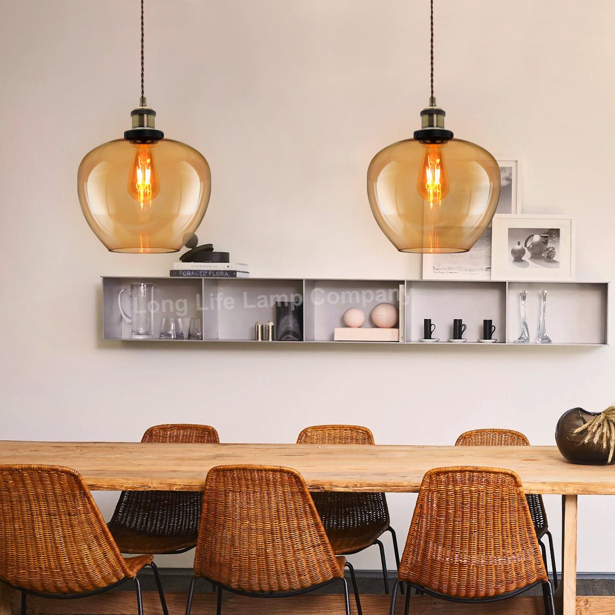 Modern Vintage Glass Globe Pendant Light - Energy Light Bulbs - Free delivery on all orders
