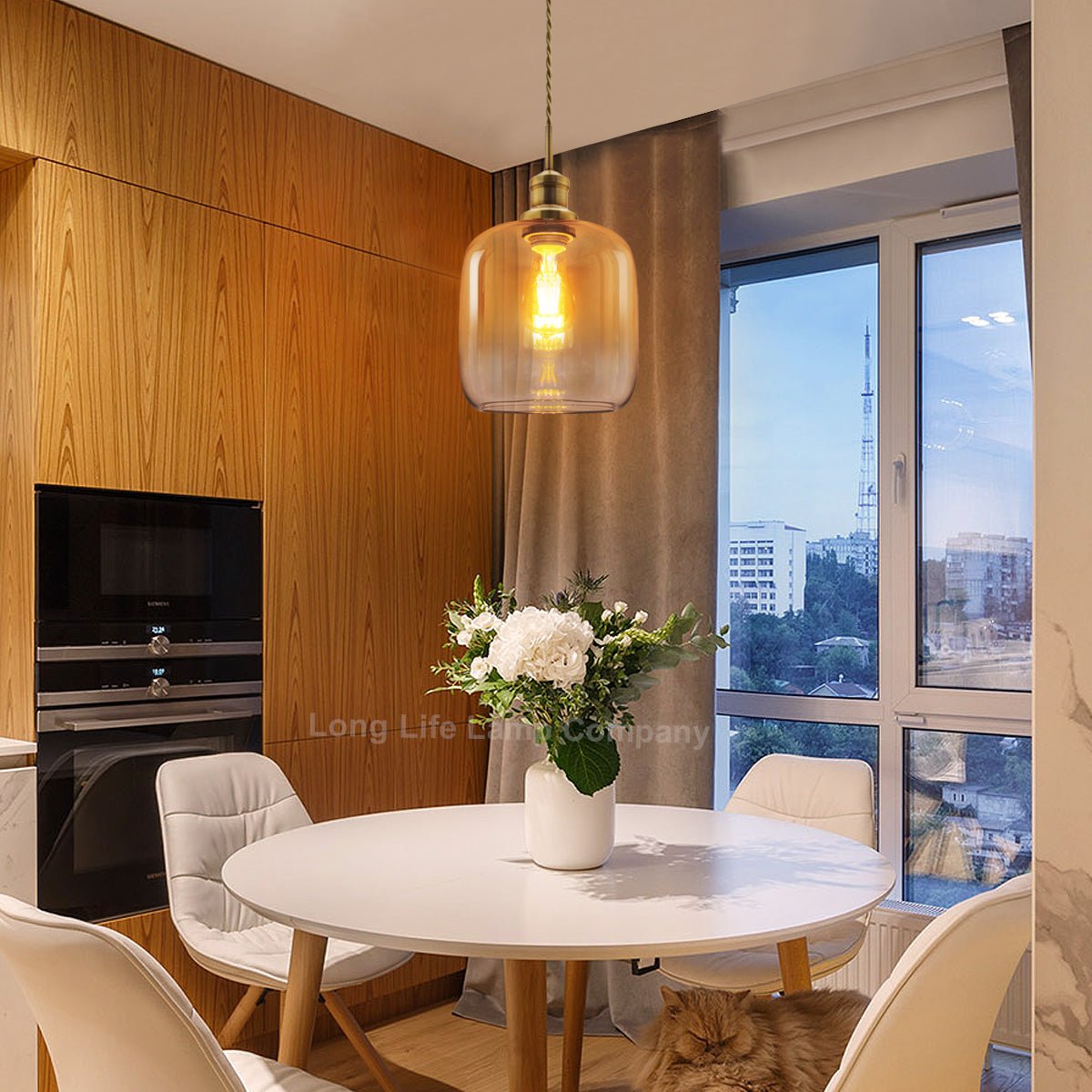 Modern Vintage Glass Gold Pendant Light - Energy Light Bulbs - Free delivery on all orders