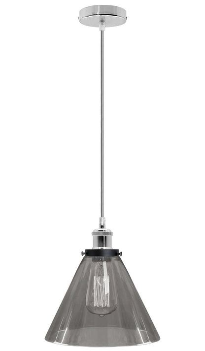 Modern Vintage Glass Scone Smoked Grey Ceiling Pendant Lamp - Energy Light Bulbs - Free delivery on all orders