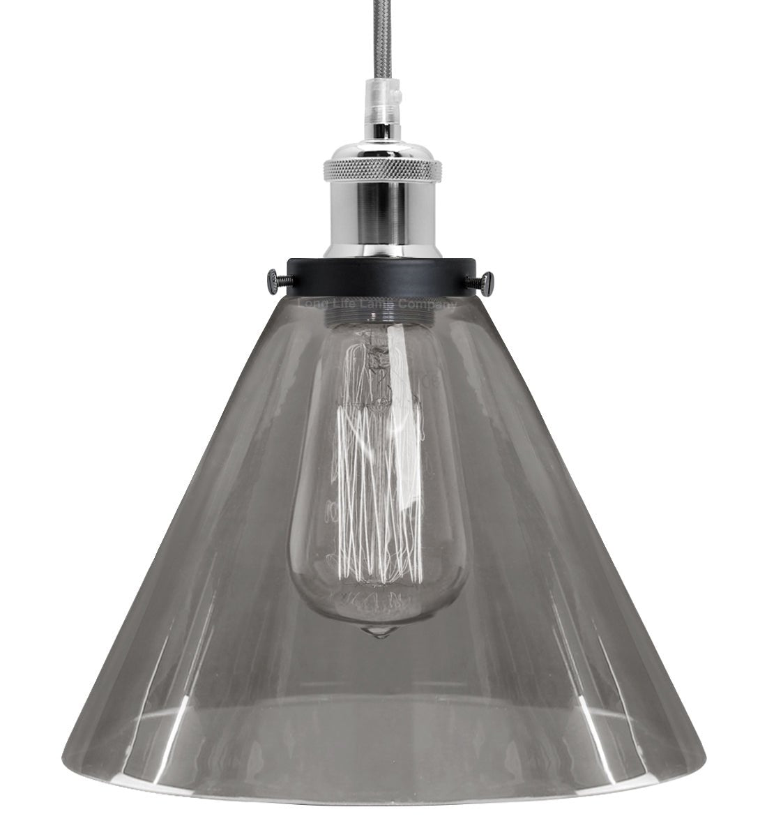 Modern Vintage Glass Scone Smoked Grey Ceiling Pendant Lamp - Energy Light Bulbs - Free delivery on all orders