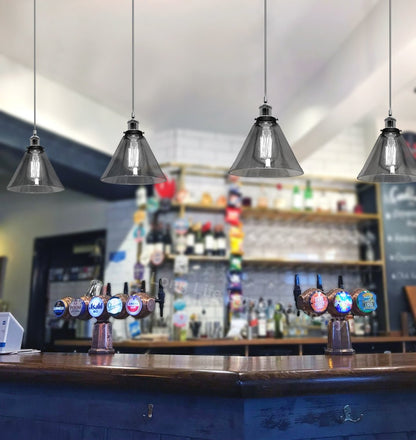 Modern Vintage Glass Scone Smoked Grey Ceiling Pendant Lamp - Energy Light Bulbs - Free delivery on all orders