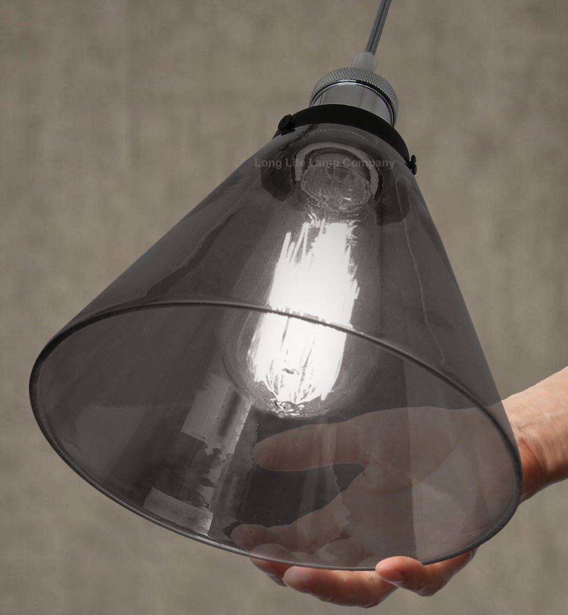 Modern Vintage Glass Scone Smoked Grey Ceiling Pendant Lamp - Energy Light Bulbs - Free delivery on all orders