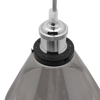 Modern Vintage Glass Scone Smoked Grey Ceiling Pendant Lamp - Energy Light Bulbs - Free delivery on all orders