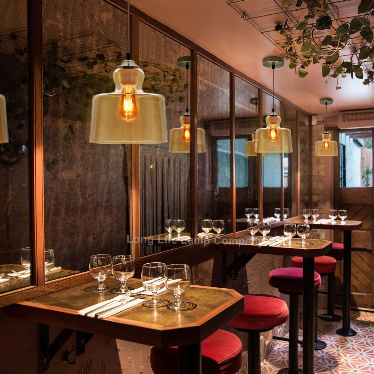 Modern Vintage Gold Glass Pendant Light Lamp - Energy Light Bulbs - Free delivery on all orders