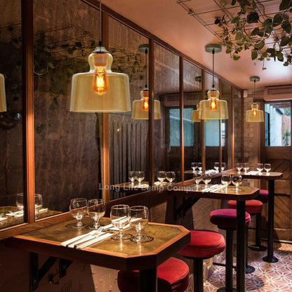 Modern Vintage Gold Glass Pendant Light Lamp - Energy Light Bulbs - Free delivery on all orders