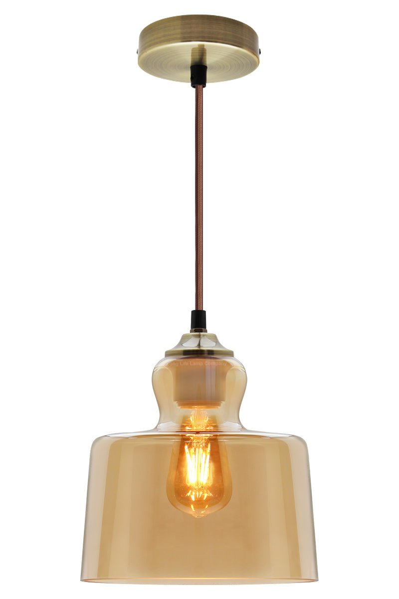 Modern Vintage Gold Glass Pendant Light Lamp - Energy Light Bulbs - Free delivery on all orders