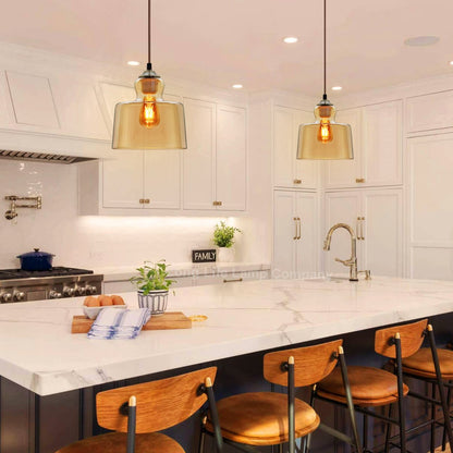 Modern Vintage Gold Glass Pendant Light Lamp - Energy Light Bulbs - Free delivery on all orders